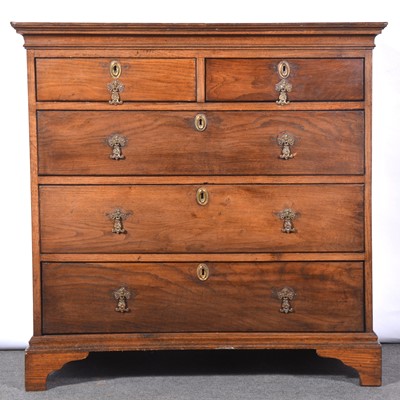 Lot 454 - George III oak chest of drawers,  adapted from the top of a tallboy