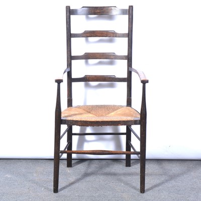 Lot 459 - Arts & Crafts oak ladderback chair