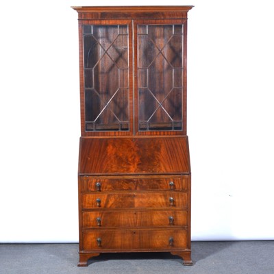 Lot 462 - George III style mahogany bureau bookcase