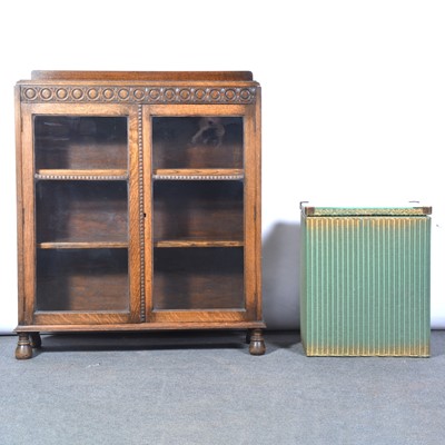 Lot 411 - Oak display cabinet and a Lloyd Loom linen basket