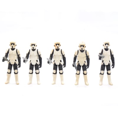 Lot 1297 - Five Star Wars Biker Scout figures by Palitoy / Kenner