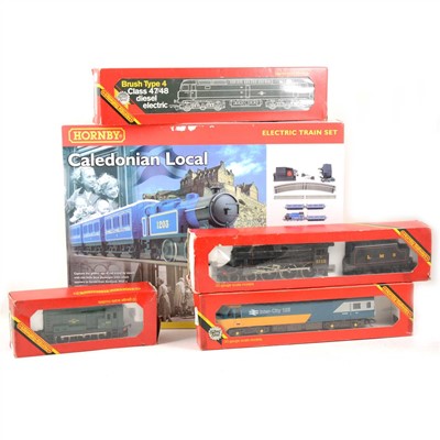 Lot 115 - Hornby OO gauge model railway Caledonian Local set, and four other boxed locomotives.