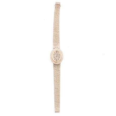 Lot 386 - Bueche Girod - a lady's 9 carat white gold bracelet watch.