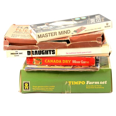 Lot 257 - Vintage games; a quantity including Timpo farm set; Ideal Crossfire etc