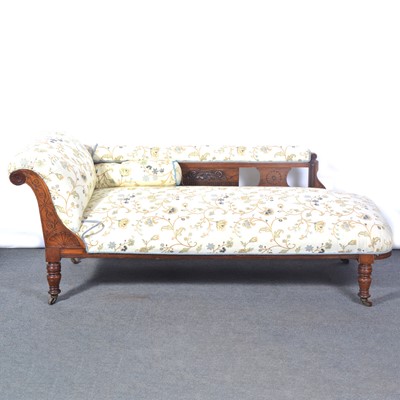 Lot 532 - Late Victorian oak framed chaise longue