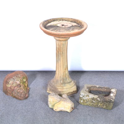 Lot 244 - Old stone Fleur de Lys finial and three other items