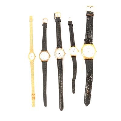 Lot 190 - A collection of gold-plated and stainless steel wristwatches.