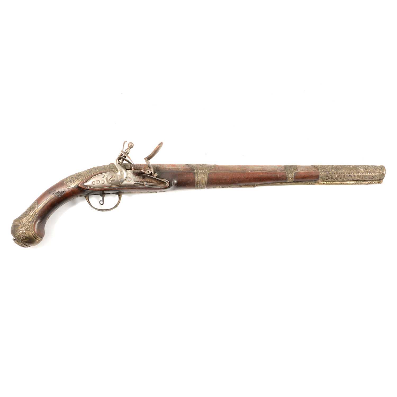 Lot 11 - Turkish long-barrel flintlock pistol