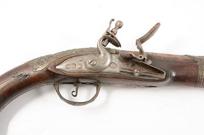 Lot 11 - Turkish long-barrel flintlock pistol
