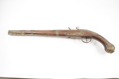 Lot 11 - Turkish long-barrel flintlock pistol