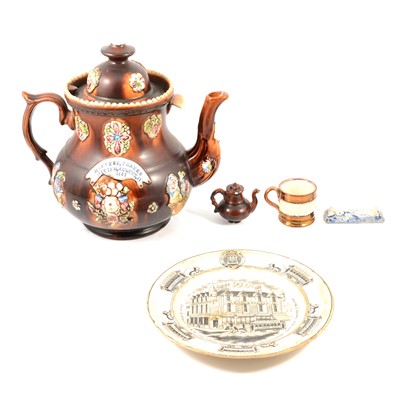 Lot 134 - Bargeware teapot and other pottery