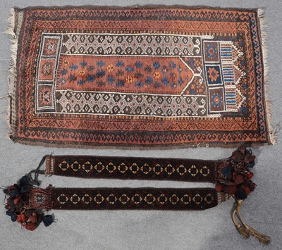 Lot 477 - Afghan prayer rug and pendants