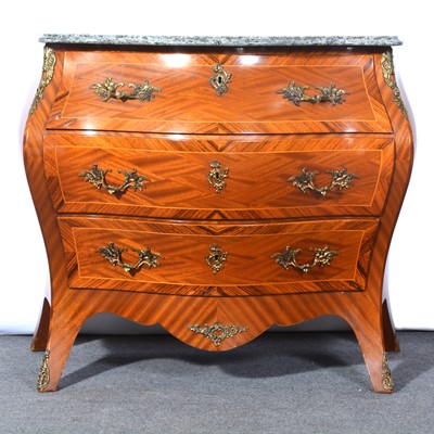 Lot 566 - French mahogany bombe commode