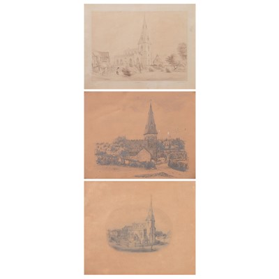 Lot 413 - Three Victorian drawings of St Peter's Oadby