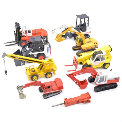 Lot 1219 - Eight construction vehicle models including NZG JCB 520 etc