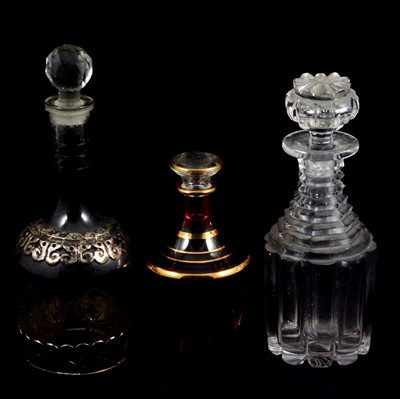 Lot 143 - George III glass decanter and two other Victorian glass decanters