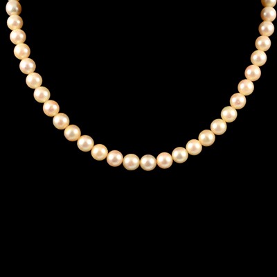 Lot 330A - A cultured pearl necklace with sapphire clasp.