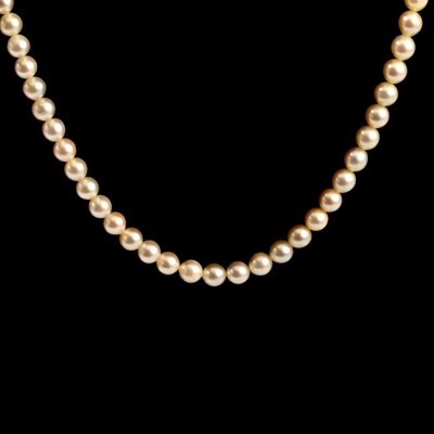 Lot 299 - A cultured pearl rope necklace with ruby clasp.