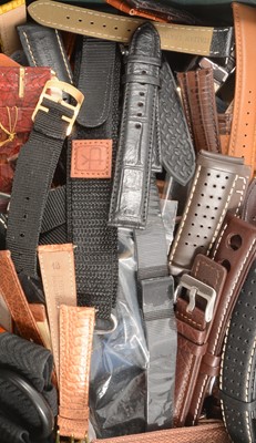 Lot 200 - One box of leather, material and rubber watch straps.