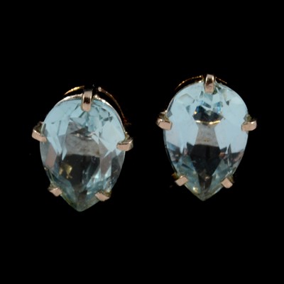 Lot 167 - A pair of aquamarine earrings.