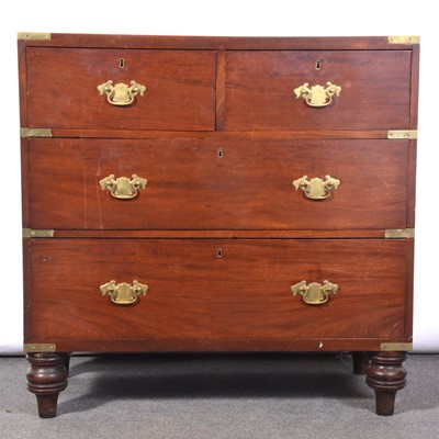 Lot 412 - 19th Century teak campaign chest of drawers