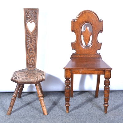 Lot 473 - Victorian hall chair and a Welsh spinning chair.