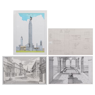 Lot 424 - 'King Kong', a New York architectural study drawing; and other drawings