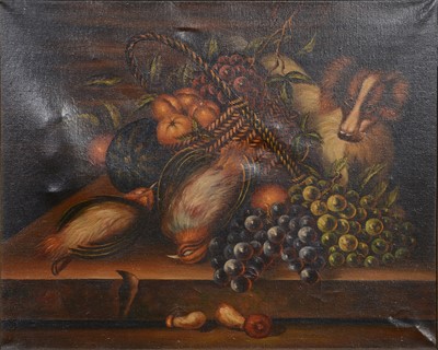 Lot 294 - English School, Still life with dog and game birds