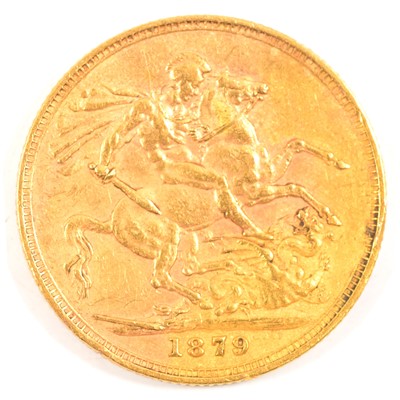 Lot 152 - A Gold Full Sovereign Coin, Victoria Bun Head, George & Dragon Back.