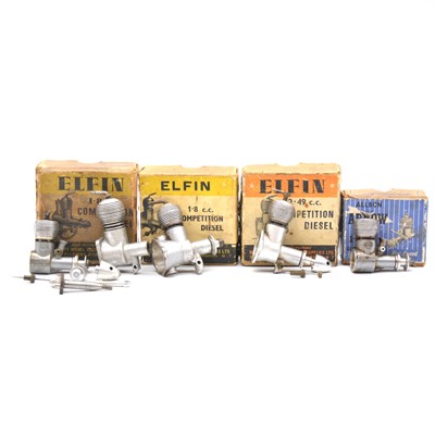 Lot 11 - Five Elfin diesel aero model aircraft engines