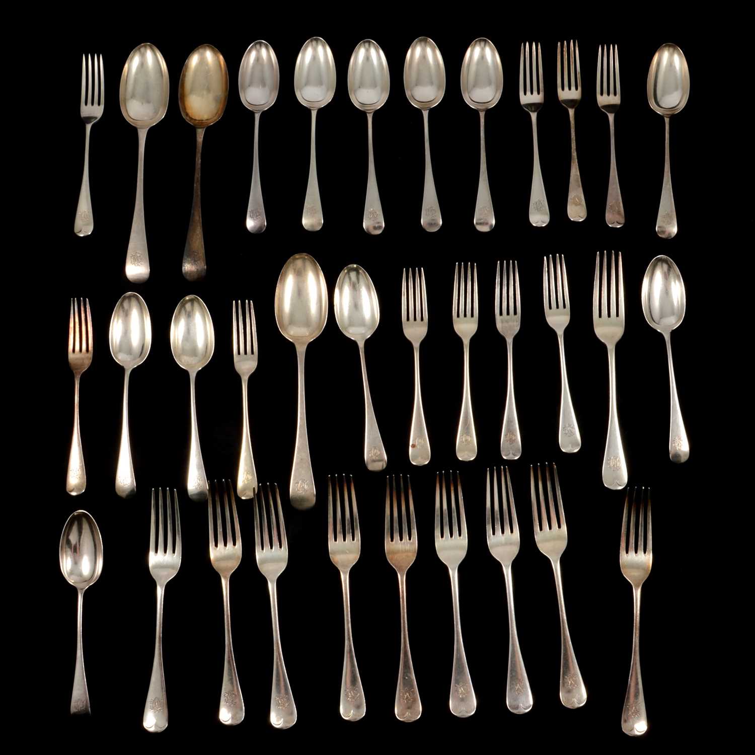 Lot 495 - Late Victorian Old English silver cutlery by Elkington & Co Ltd.