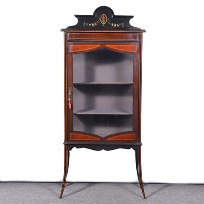 Lot 472 - Edwardian inlaid and painted mahogany display cabinet