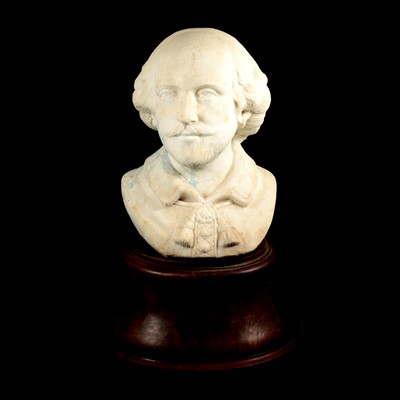 Lot 144 - Marble bust of Shakespeare, on a wooden socle