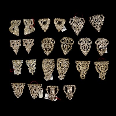 Lot 405 - Twelve pairs of matching paste set dress clips.