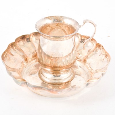 Lot 214 - Silver Christening mug and dish