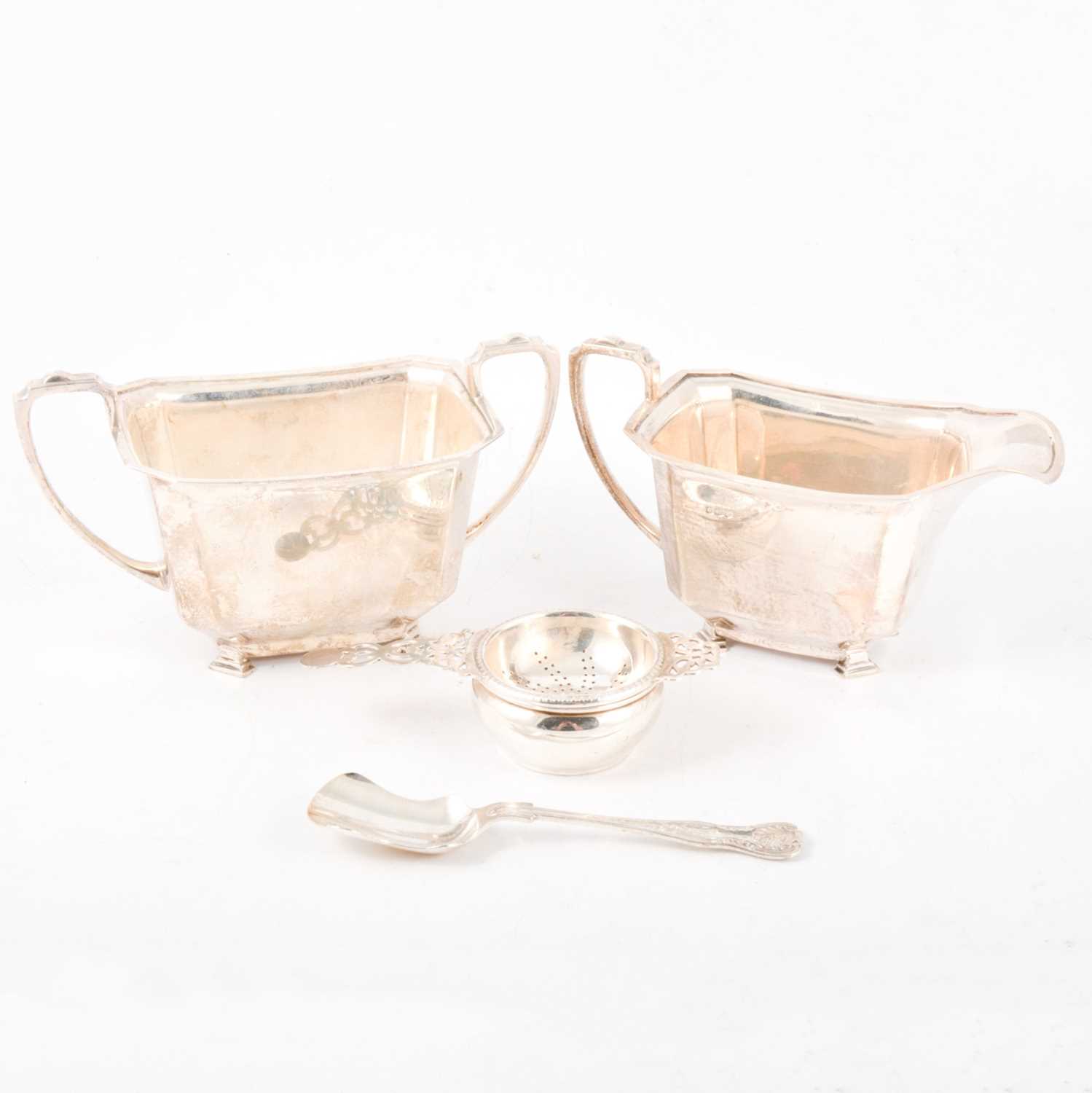 Lot 215 Silver milk jug and sugar bowl and three