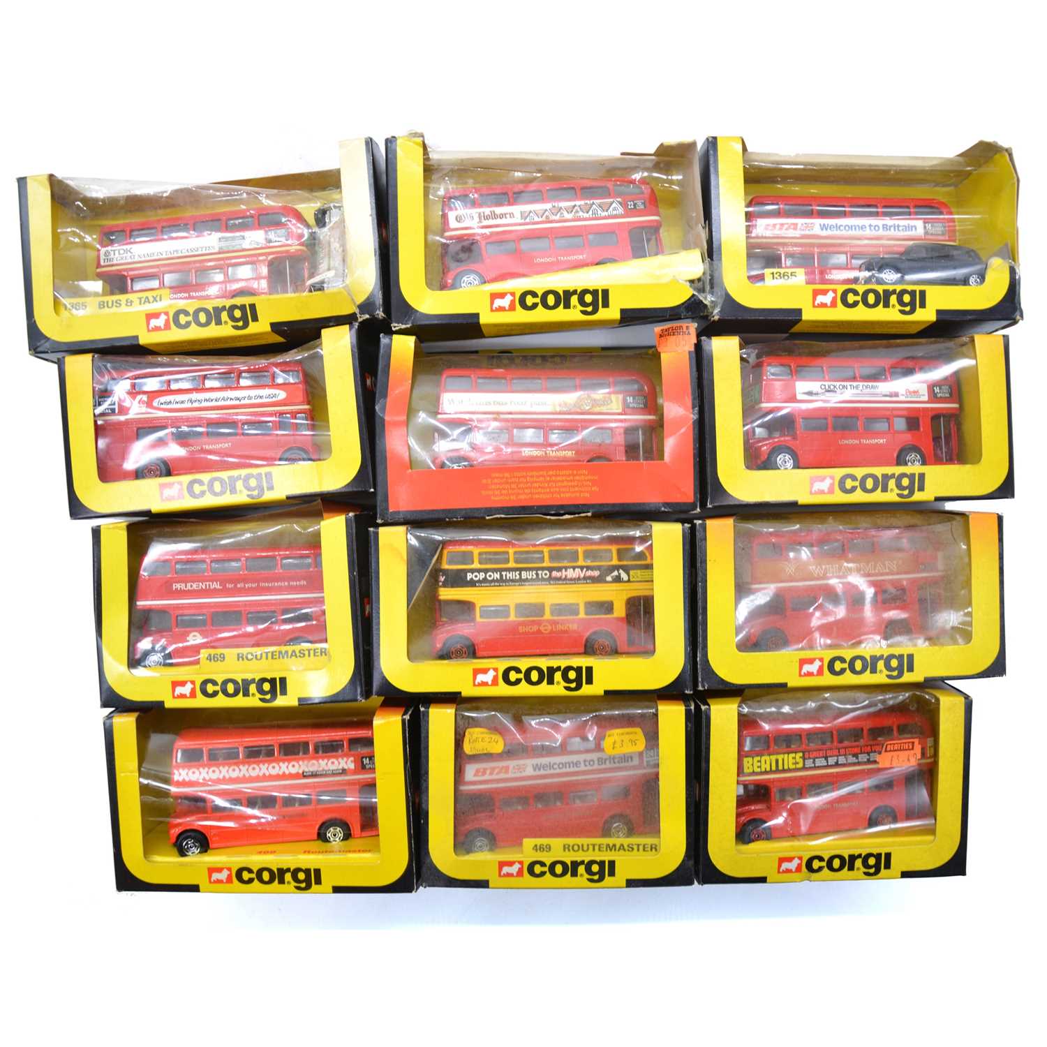 Lot 1163 - Twelve Corgi die-cast metal model London buses