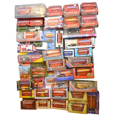 Lot 169 - A box of die-cast model buses, including Matchbox, Lledo, Dinky and others