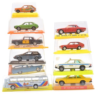 Lot 1153 - Ten die-cast model vehicles, including Guisval, Joal, Mira and others, cased.