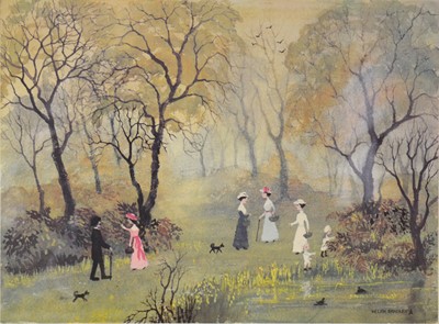 Lot 410 - After Helen Bradley, woodland scene.