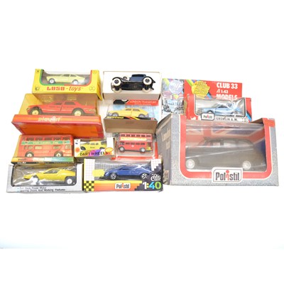 Lot 1160 - Model cars and vehicles, eleven including Luso Toys Opel Kadett GTE etc