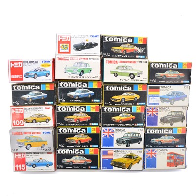 Lot 1146 - Twenty-two Tomica and Tomy die-cast model vehicles, boxed.