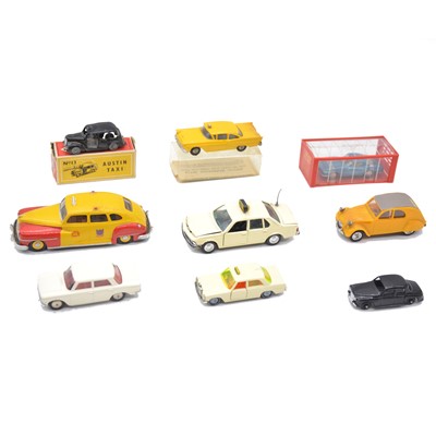 Lot 1139 - Nine Model die-cast and plastic cars including Mini Dinky no.12 Corvette Stingray