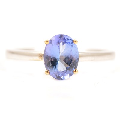 Lot 55 - A tanzanite solitaire ring.