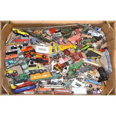 Lot 1167 - Die-cast models and vehicles, one tray of playworn examples