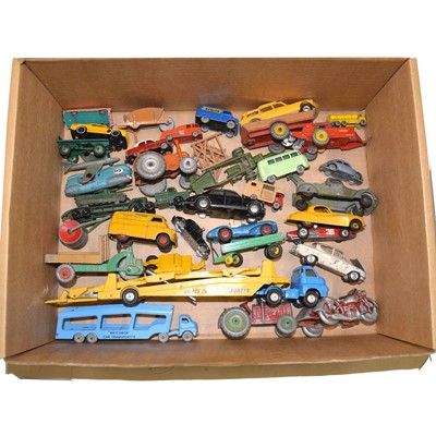 Lot 1072 - Die-cast models and vehicles, one tray including Corgi car transporter