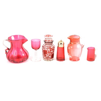 Lot 71 - A collection of cranberry glass, Victorian and later