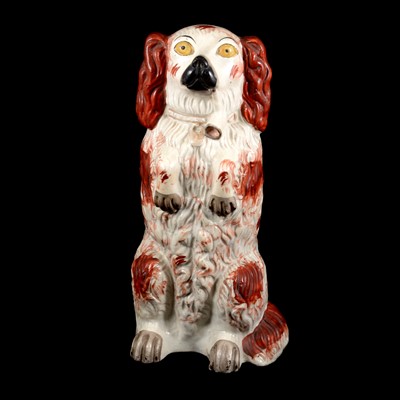 Lot 22 - Large 19th century Staffordshire figure of a pipe smoking spaniel