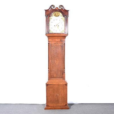 Lot 452 - 19th Century oak and mahogany crossbanded longcase clock, signed Deacon, Barton