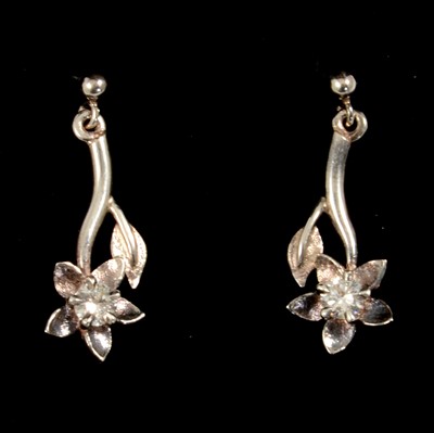Lot 171 - A pair of diamond drop earrings.